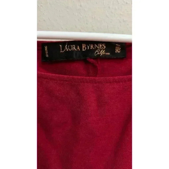 Women's red shirt 3/4 length sleeves by Laura Byrnes California 4x - Picture 2 of 5